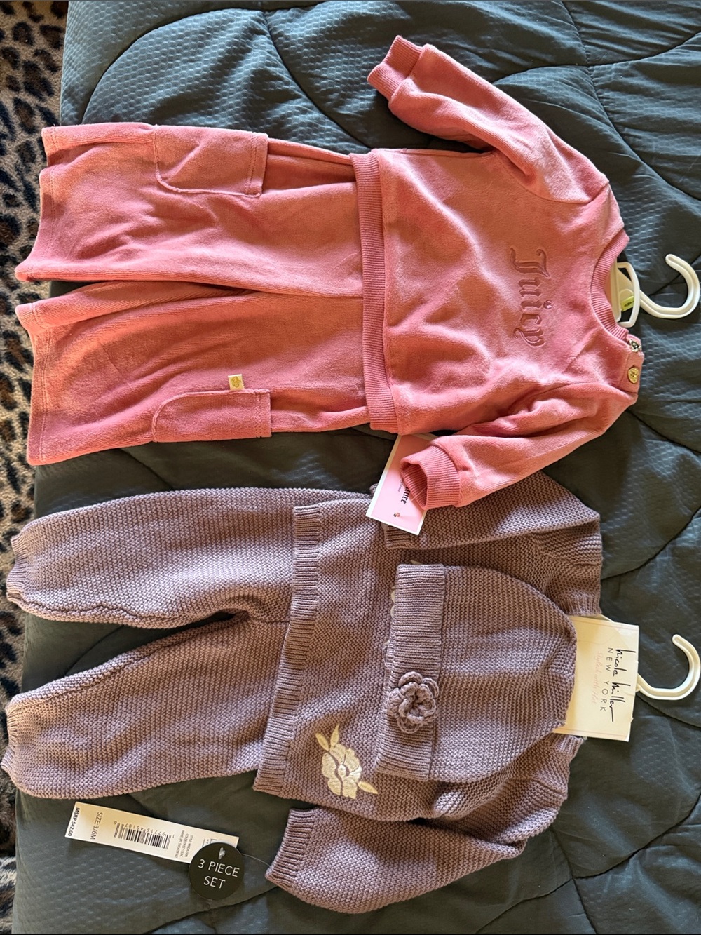 Juicy Couture Pink velour Tracksuit & Nicole Miller 3 piece knit set w/Hat NEW